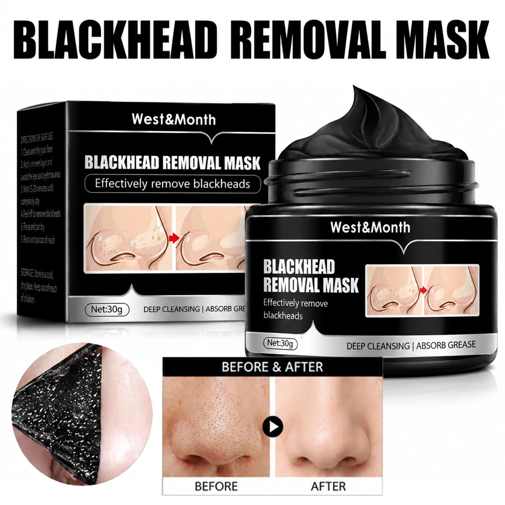 Bamboo Charcoal Peel Off Blackhead Mask Deep Pore Cleansing Purifying Nose Face Blackhead Remover Mask for Daily Face Care