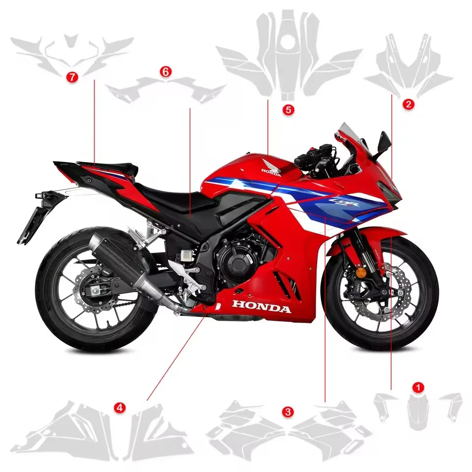 For HONDA CBR500R Paint Protective Film Motorcycle Transparent Protection Film Healing Scratch Resistant TPU PPF CBR 500R 2024-