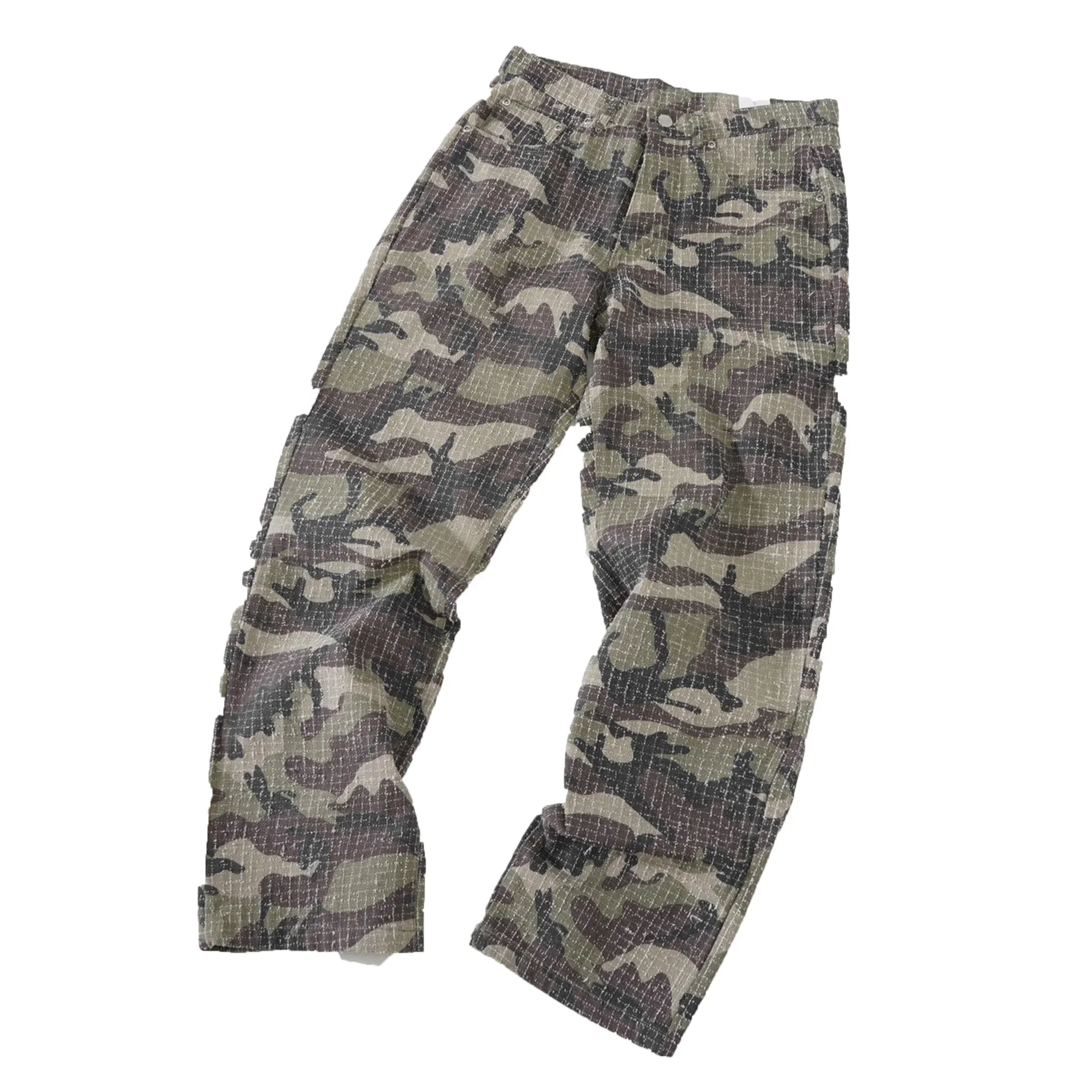 NIGO Men's Spring/summer Retro High Street Camouflage Distressed Plaid Straight Leg Pants Ngvp #nigo8538