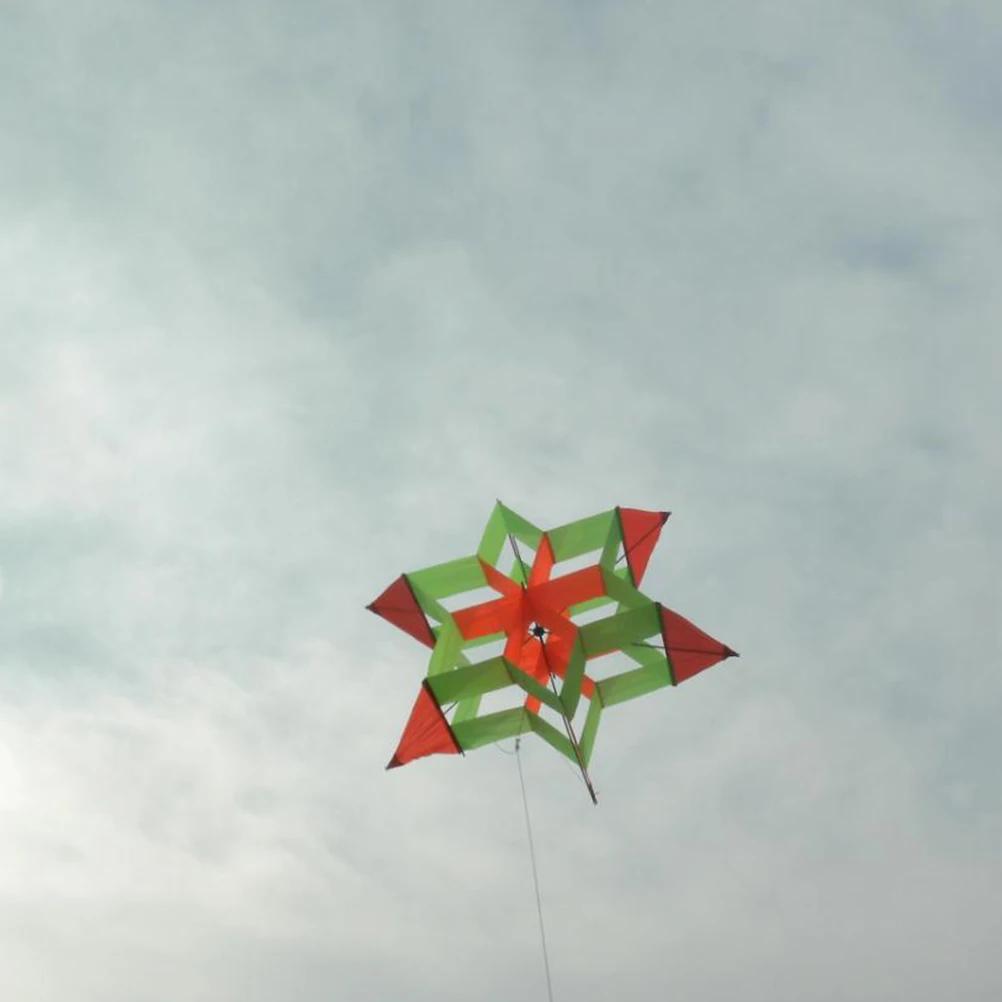 Hexagonal Plum Blossom Kite Creative Cloth Colorful Stereo Funny Outdoor For Kids Adults Glass Fiber Reinforced Easy To