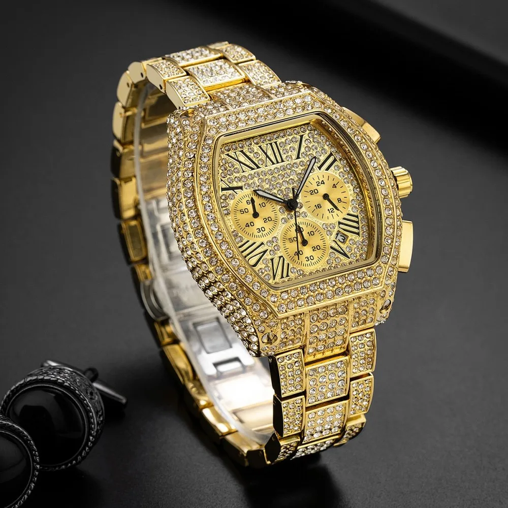 Top Fashion Brand Missfox Mens Quartz Watch With Calendar Waterproof Wristwatches Luxury Design Hip Hop Diamond Watches Man Gift USA Sale ﻿
