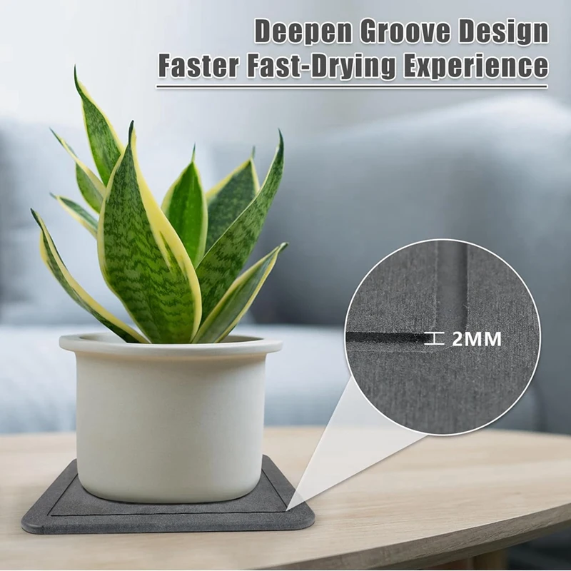 Diatomaceous Earth Square Plant Tray, Absorbent Dripping Stone Tray For Countertops, Hard Board Drain Pad