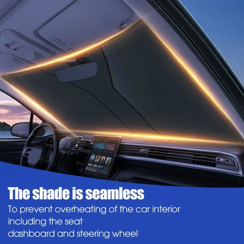 Car Sunshade Upgraded Thickened Foldable Sun Protection Cooling Silver Coated Cloth Front Sunshade Cover Windshield Accessories