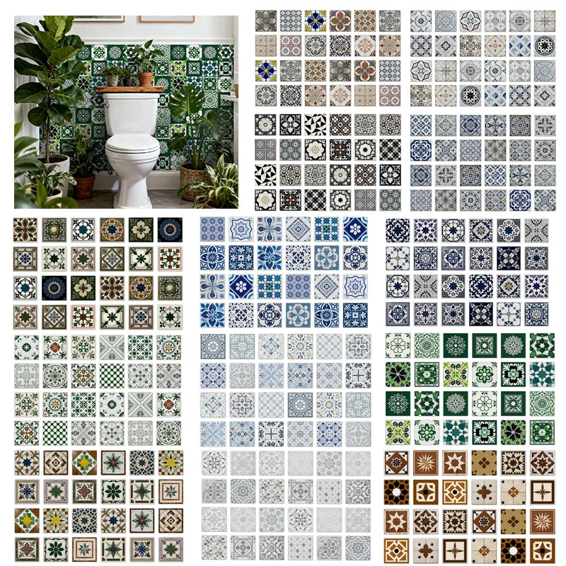 3 Sets 24pcs Self-adhesive Tile Stickers Removable Wall Stickers Wallpaper For Kitchen Bathroom Living Room Home Decoration