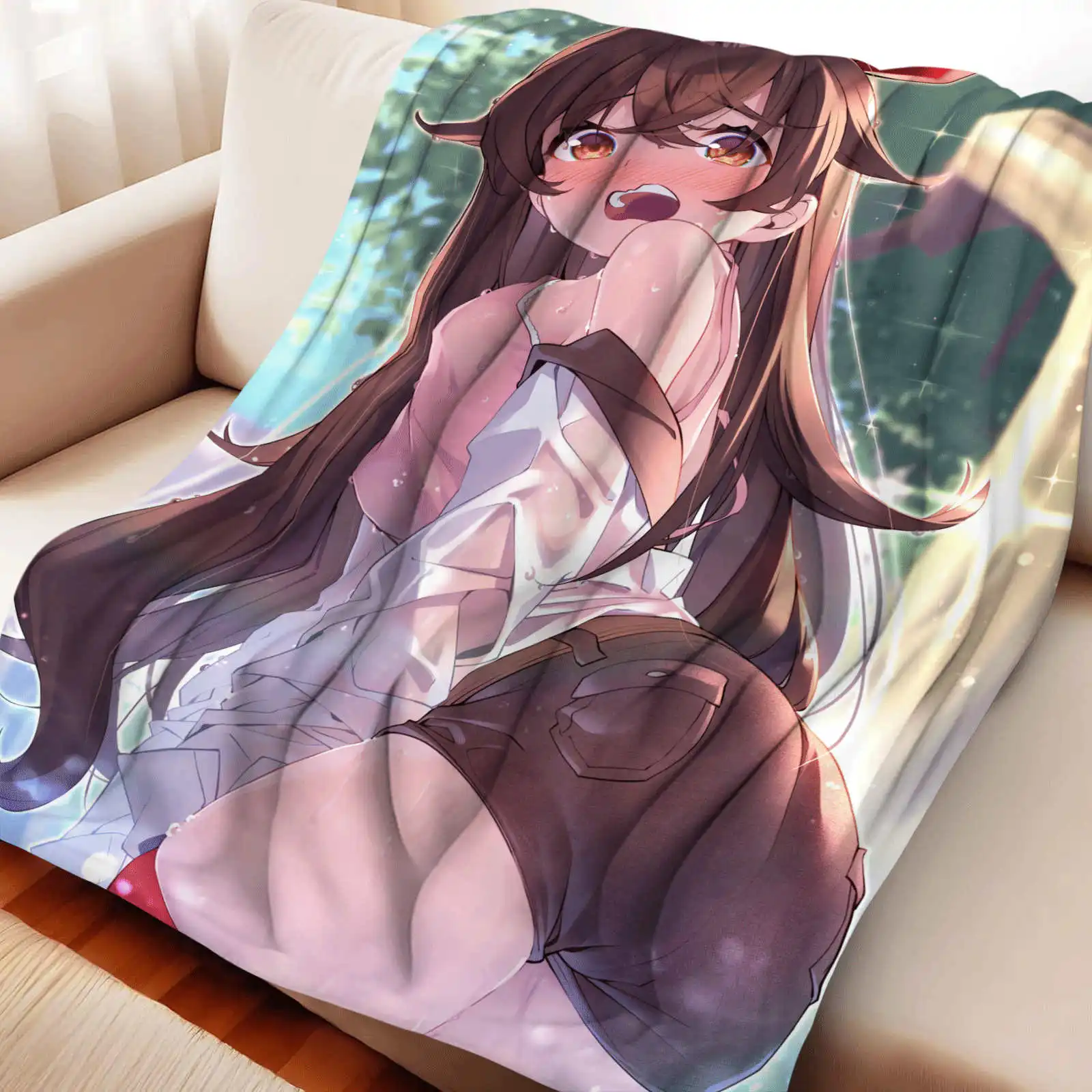 Genshin Impact Amber Anime Soft Plush Blanket,Flannel Blanket Throw Blanket for Living Room Bedroom Bed Sofa Picnic Cover Kid