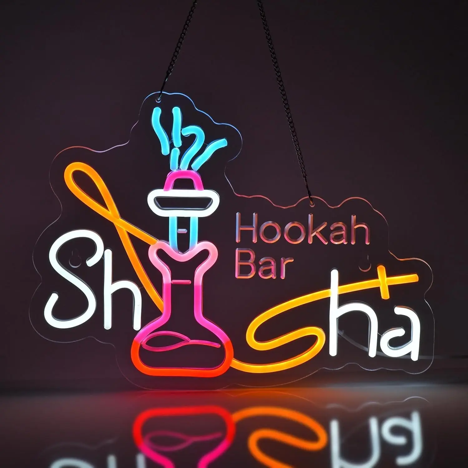 Shisha Neon Sign Shisha Hookah Neon Light Dimmable Hanging Wall Decor for Restaurant Smoke Home Man Cave Louge Shop Bar Pub