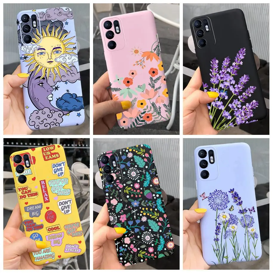 

Чехол для OPPO Reno6 Z, Модный мягкий защитный чехол с цветочным рисунком для OPPO Reno 6 4G 5G CPH2251 CPH2235 Reno6 Pro, бампер