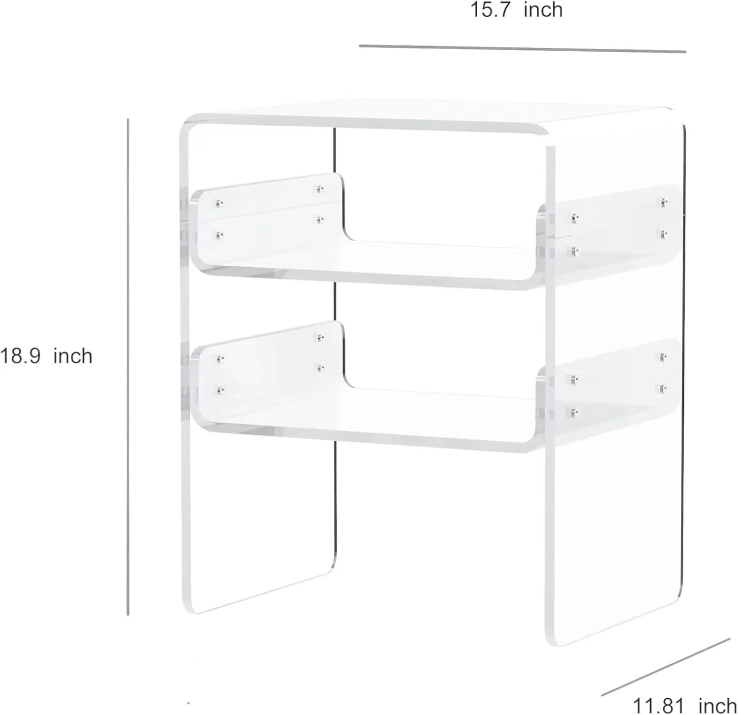 

Clear Acrylic 3-Tier End Table/Nightstand – Sleek Bedside Storage With Durable Design, Perfect For Bedrooms, Living Rooms, Or