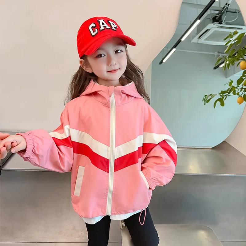 Girls Coat Hardshell Jacket 2024 New Girls Baby Spring Jacket Western Style Top Children Spring and Autumn Interchange Jacket