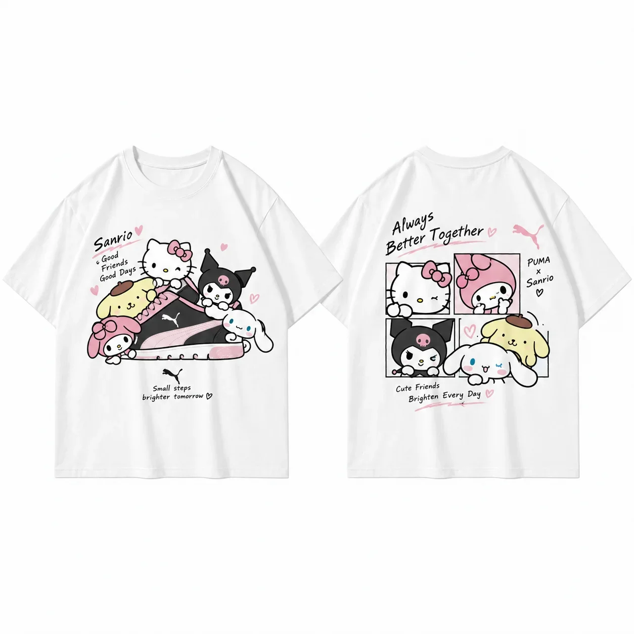 Unisex Men's Women's Sanrio Hello Kitty Pompompurin Cinnamoroll Graphic Print T Shirt White Kawaii Streetwear Short Sleeve Top