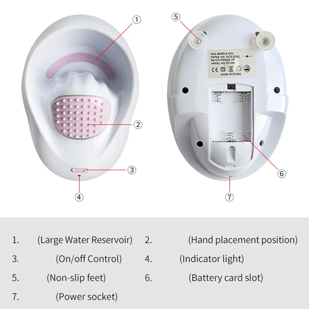 3.5W Electric Bowl for SPA Air Bubble Vibrational Hand Relaxtion Equipment US Plug Portable Electric Manicure Bowl Nail