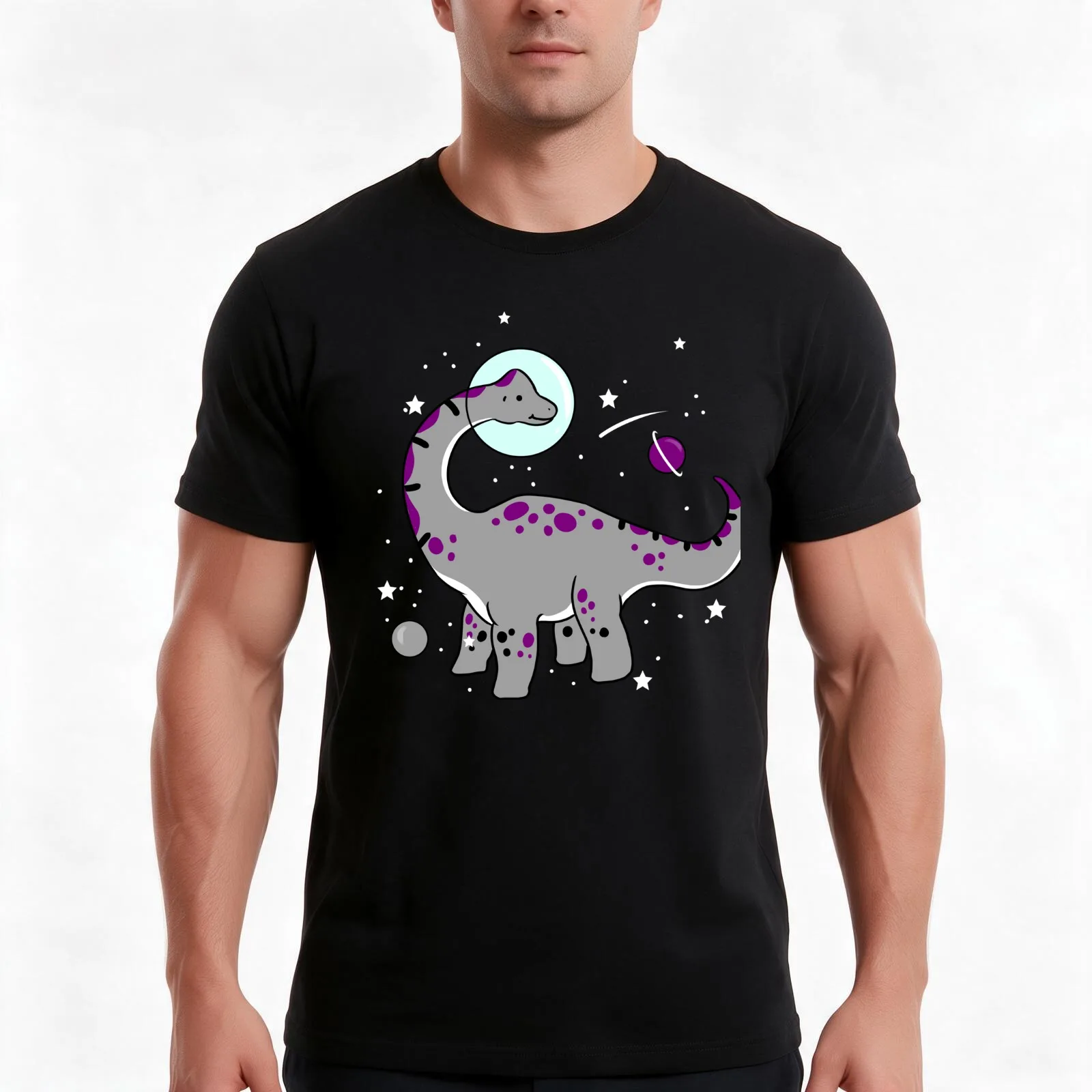 Ace Pride Dinosaur For Asexuals T-Shirt Summer Casual Cotton Tee Oversized Streetwear Tops Vintage Graphic Print 100% Cotton