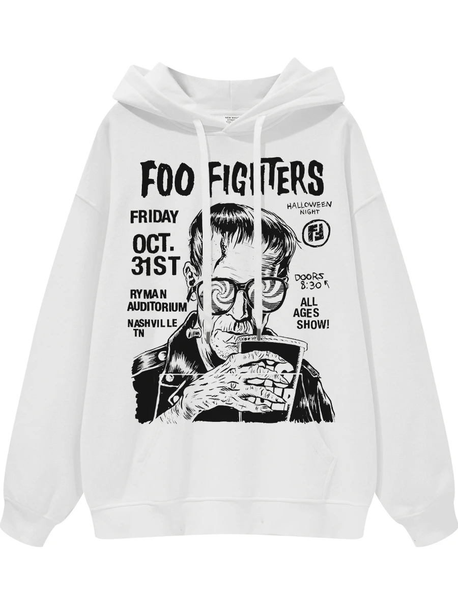 Retro Street Style Loose Fit Hoodie Digital Direct Print Pure Cotton Rock Band Jet Fighter Plane Design Unisex Youth Sweatshirt