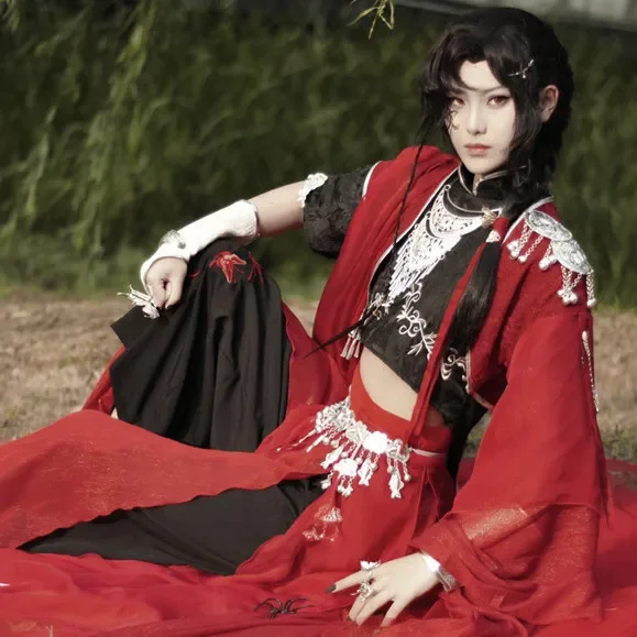 

Chinese TV Series TGCF Tian Guan Ci Fu Xie Lian Hua Cheng Cosplay Costume Hua Cheng Loulan Cos Dress Hanfu Full Set