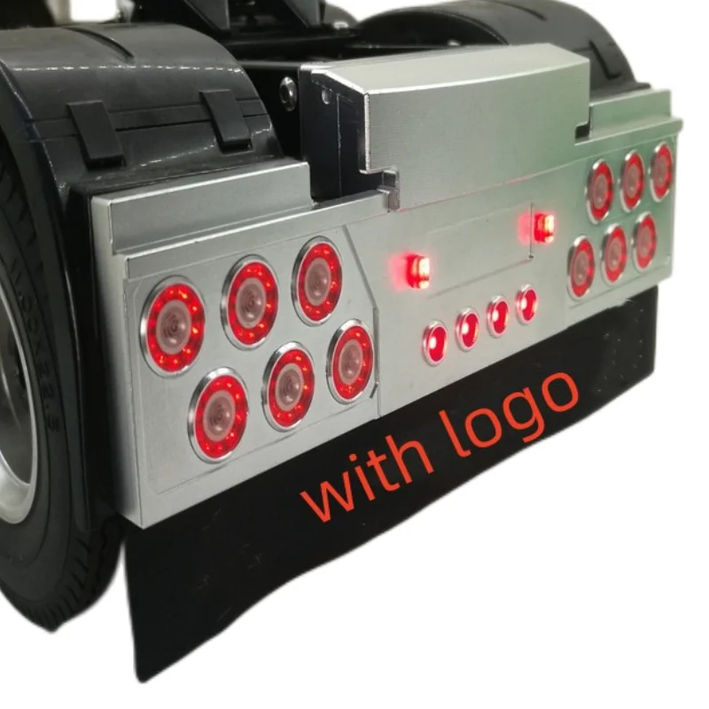 CNC Metal Rear Bumper with LED Tail Light Modification Tail Lamp for Tamiya 1/14 RC Truck Trailer Actros Scania Man King