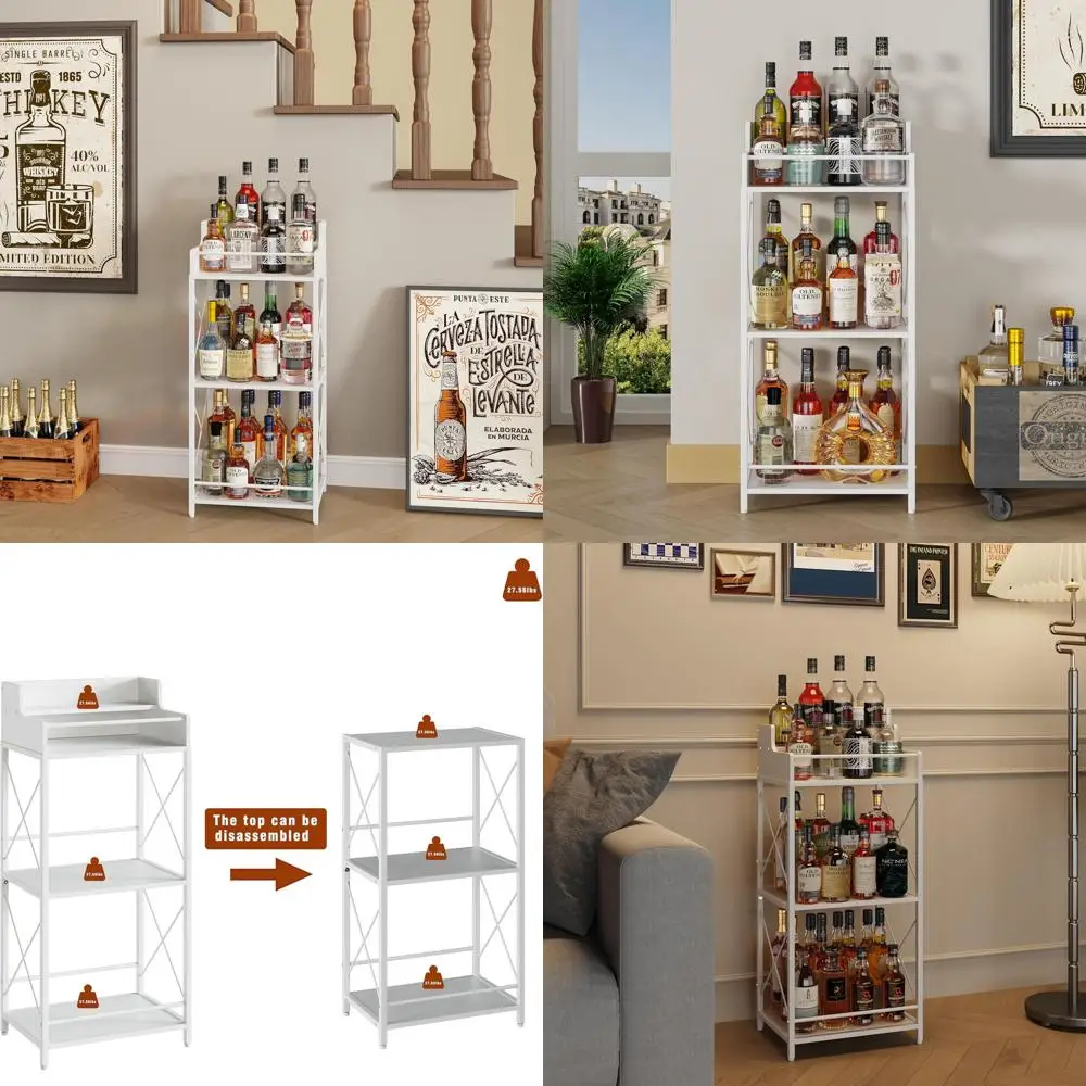Полка для ликера для домашнего бара, 4-уровневая винтажная подставка для виски и спиртных напитков белого цвета