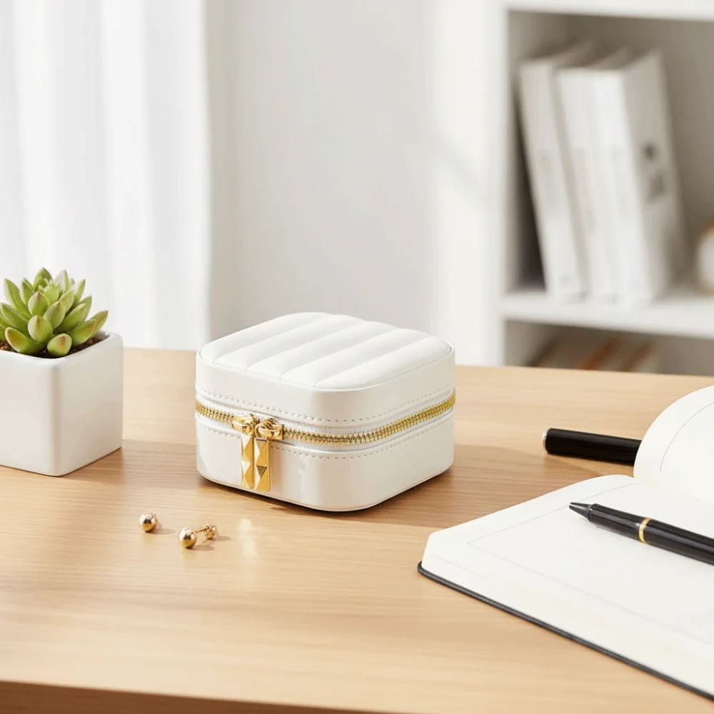 المحمولة بلون مرآة صندوق مجوهرات خفيفة الوزن سعة كبيرة مجوهرات حقيبة للتخزين انفصال قلادة صندوق تخزين هدية #5