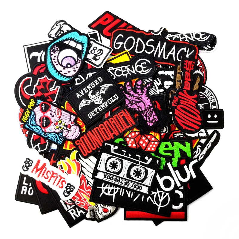 Bands Iron On Patches Apparel Sewing Fabric Handmade Appliques For Clothing Punk Rock Stickers Badges Parche