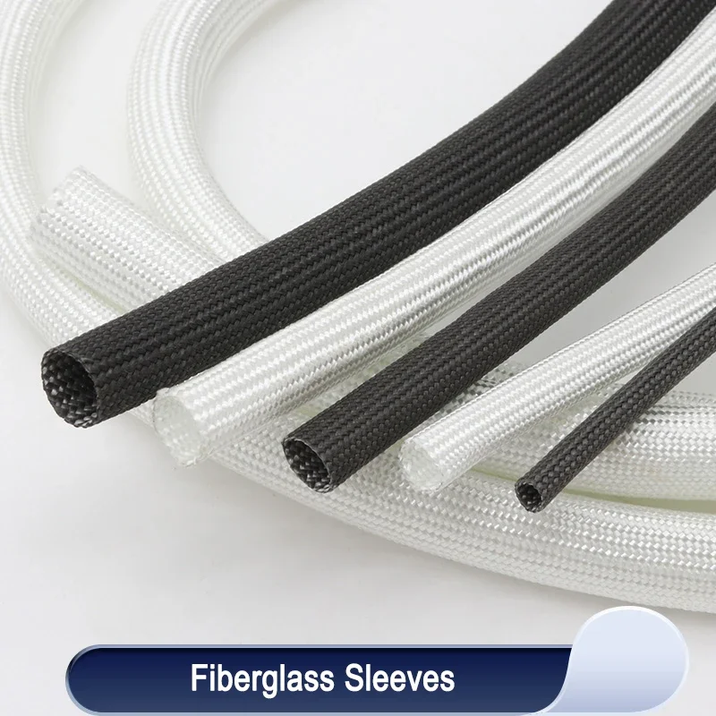

1/2/5m Braided Fiberglass Sleeve ID 1mm ~ 40 mm 600 Deg.C High Temperature Chemical Glass Fiber Tube Fiberglass Sleeving