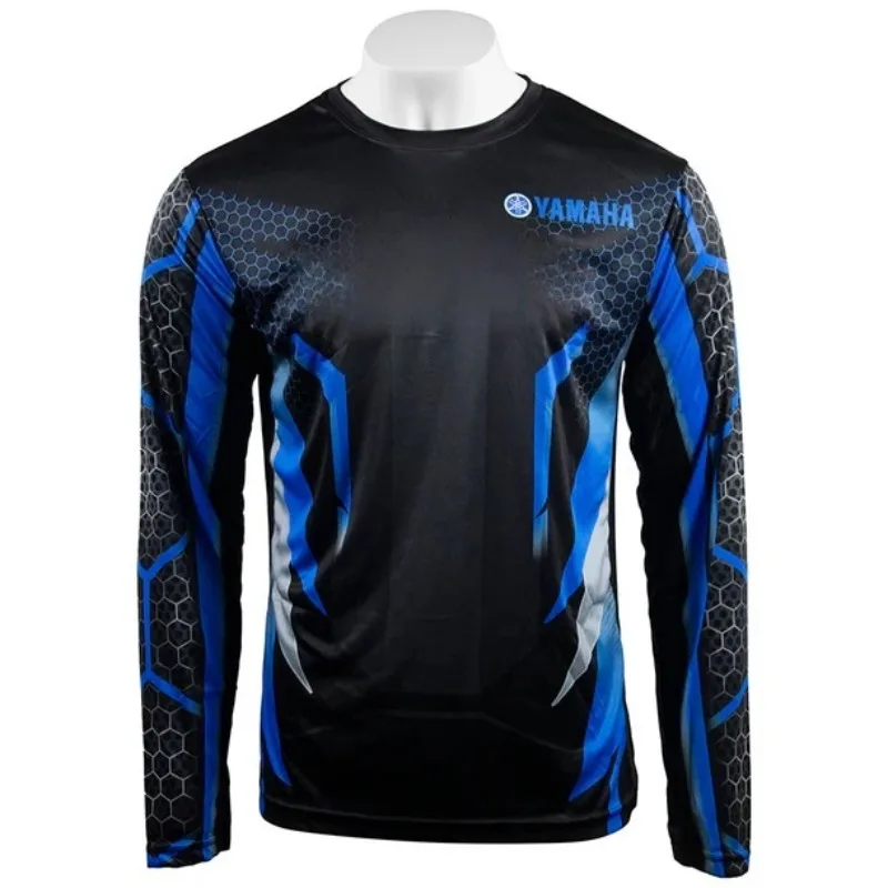 

2026 Summer 3D New Yamaha Fashionable Round Neck Long Sleeved T-shirt, Men's and Women's Trendy Casual Motorcycle Riding Clothes