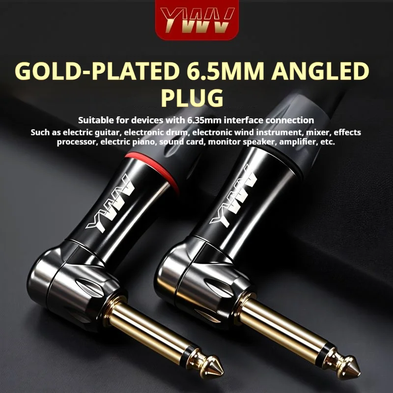 Gold Plated 6.35mm Right Angle TS Mono Solder Plug, 1/4