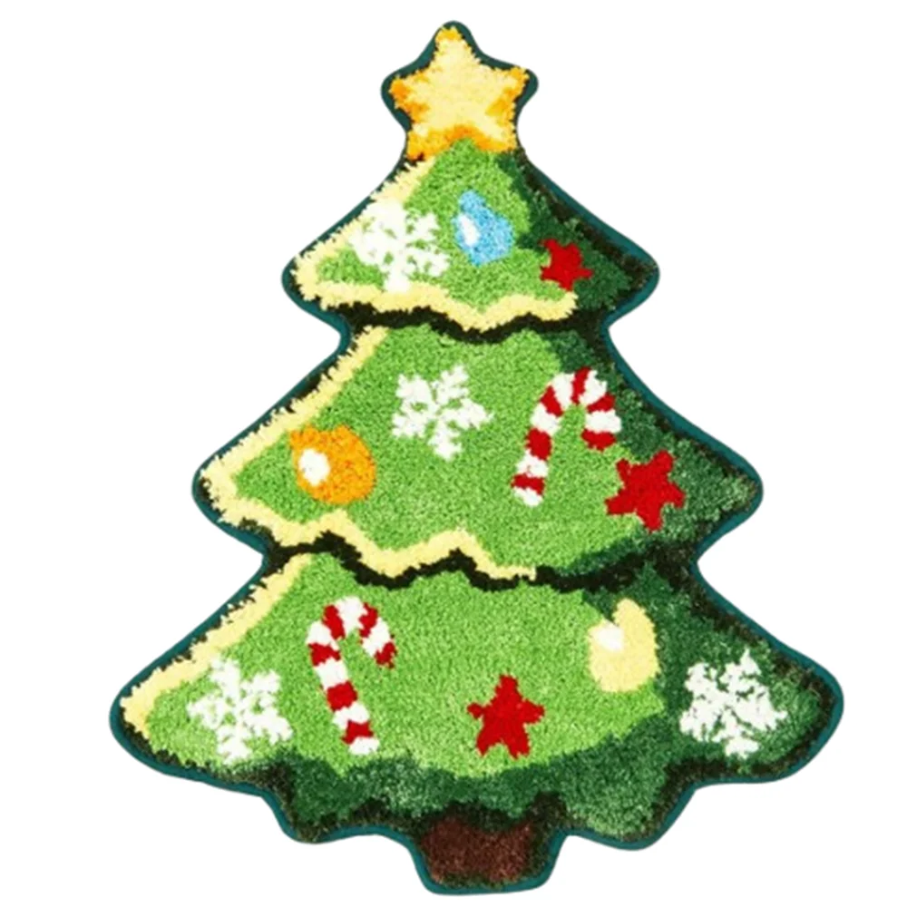 

Durable Snowman Christmas Rug Cartoon Christmas Tree Shaped Entry Door Mat Cute Soft Floor Mat Laundry