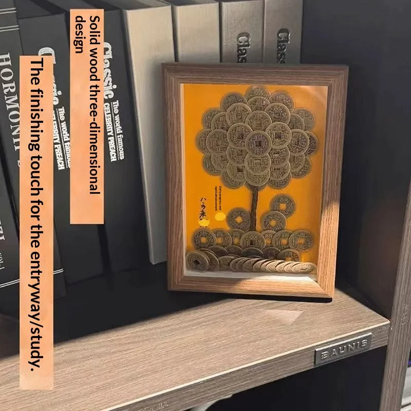 Handmade Money Tree Ornament with Five Emperor Coins, a Money Tree for Living Room, Office, or Cashier Counter Decoration
