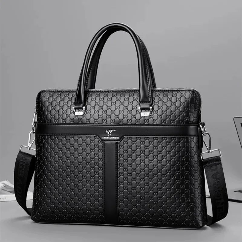 High Quality Business Men's Briefcase Fashion Leather Handbag Large Capacity Shoulder Messenger Office Man Laptop Bag