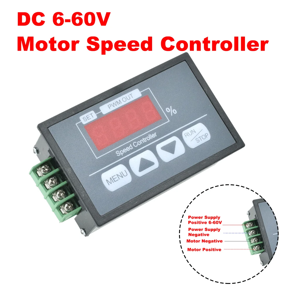 

DC6-60V 30A PWM Motor Speed Regulator Power Controller Digital Slow Start/Stop Revolving Speed Time Adjustable Motor Controller