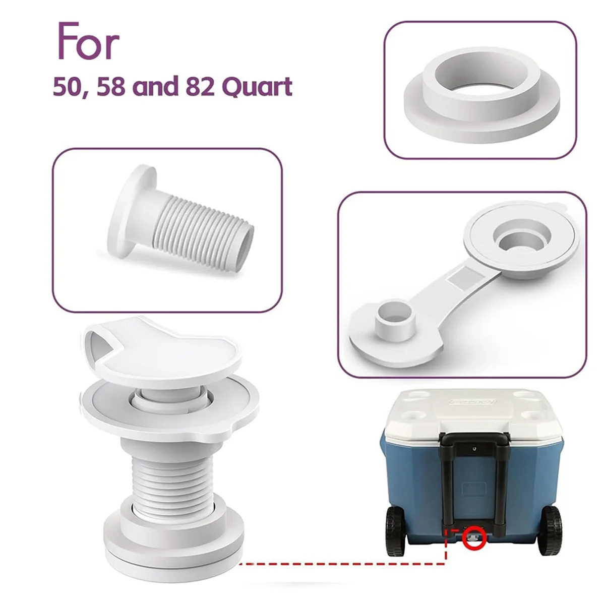 BABQ Cooler Drain Plug Cooler Plug Replacement Triple Snap Drain Plug Cooler Plug Assembly for Coolers