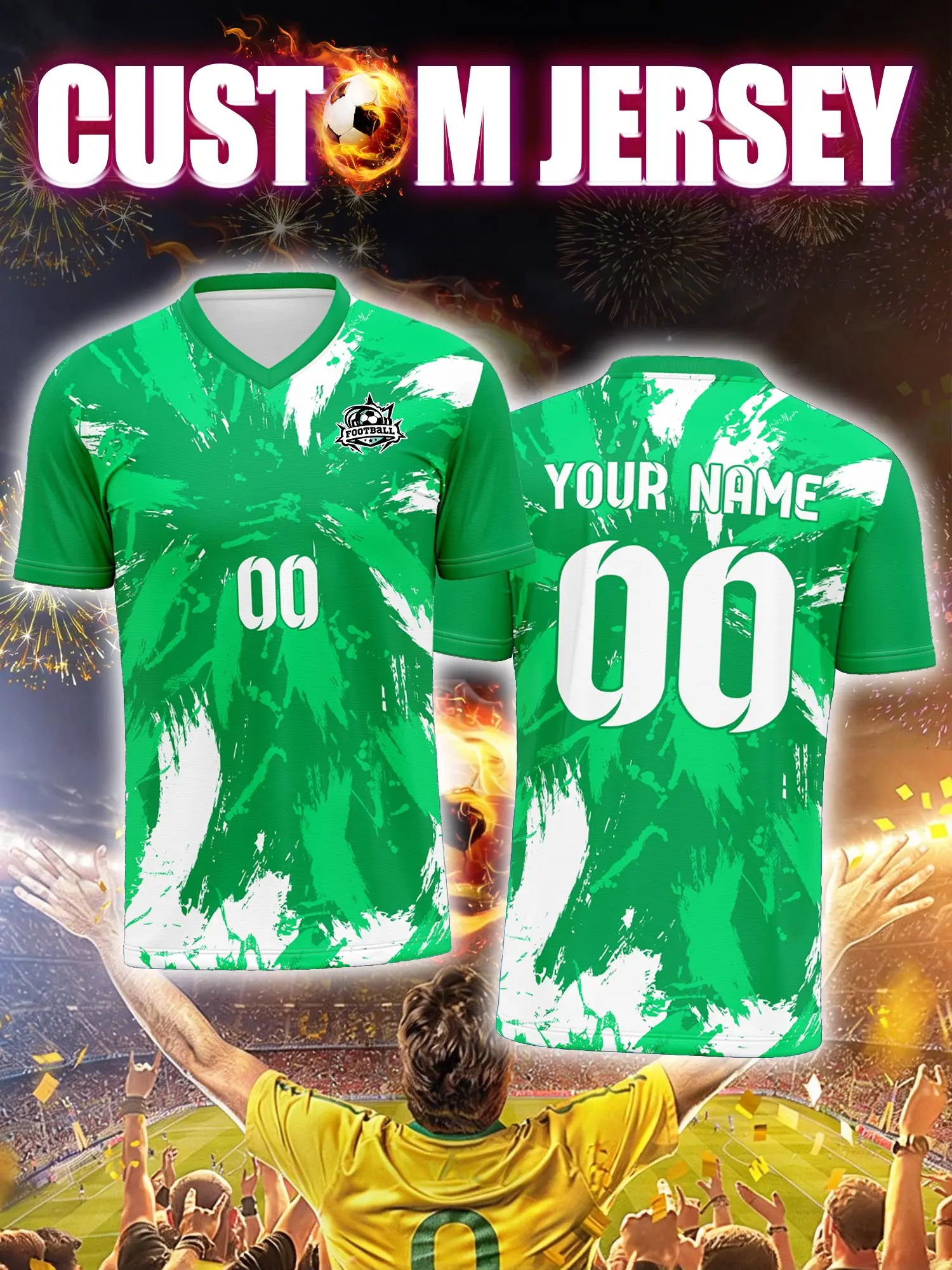 

Custom Soccer Jersey With Custom Image, Number And Name, premium club league championship tournament uniform