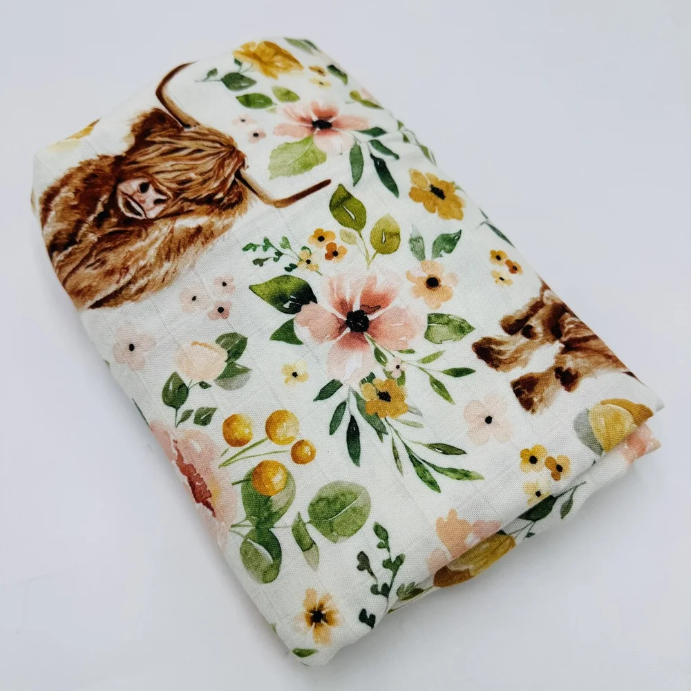New Ultra Soft Muslin Baby Blanket, Lightweight Breathable Swaddle Receiving For Newborn Infants Cotton Wraps Digital Printing