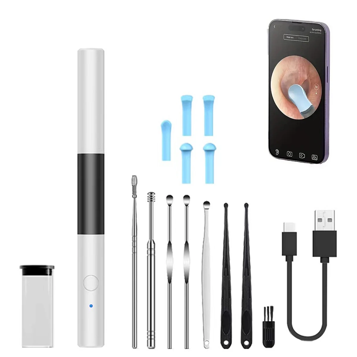 

Ear Wax Removal - Earwax Remover Tool with 8 Pcs Ear Set - Ear Canal Cleaner with 1080P Camera Ear Camera for iOS & Android