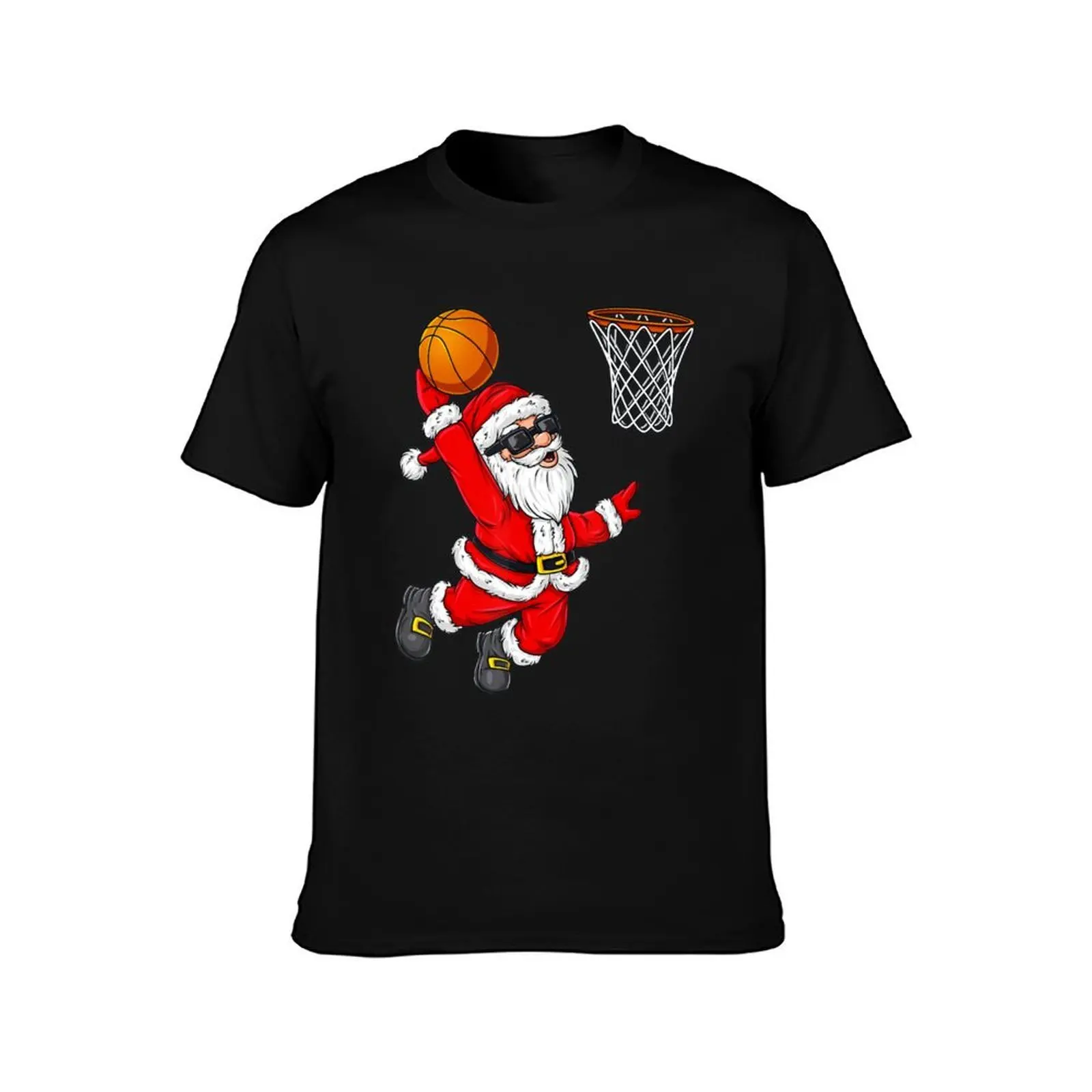 Christmas Santa Claus Dunking A Basketball Boys Kids Xmas T-Shirt, Summer Casual Cotton Tee, Oversized Streetwear Tops