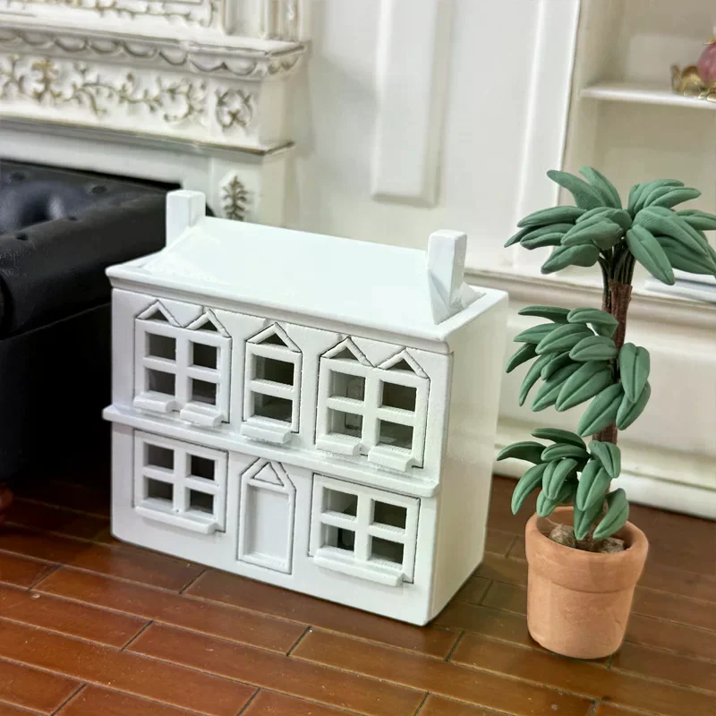 Maison de poupée miniature en bois blanc 1:12, Villa, petite maison modèle, décor de maison de poupée, Micro ornements de paysage, jouets de simulation, bricolage
