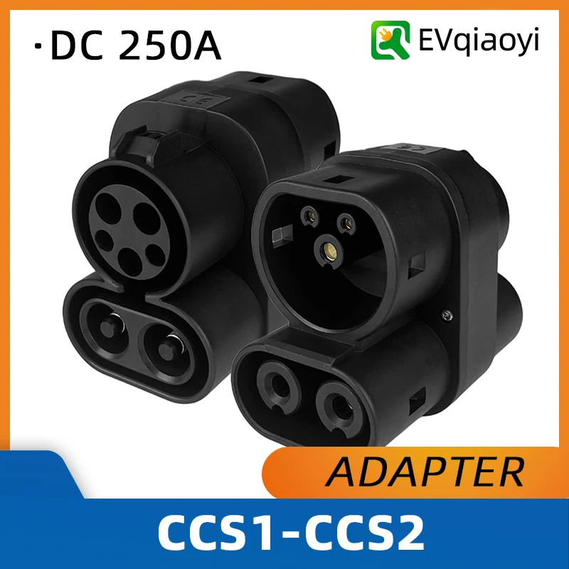 EVqiaoyi CCS1 to CCS2 EV DC Adapter 250A CCS1 Charger to CCS2 Electric Vehicle Converter DC Fast Charging Adapter
