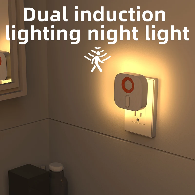 Motion Sensor Dimmable LED Night Light with EU Plug White and RGB 7 Colors Ambient Lamp Perfect for Bedroom Bedside