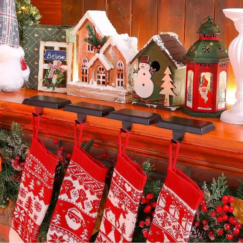 Stocking Holders For Mantle 4X Wreath Hanger Stocking Holder Non-Slip Fireplace Stocking Hooks Garland Mantel Clips For Holiday