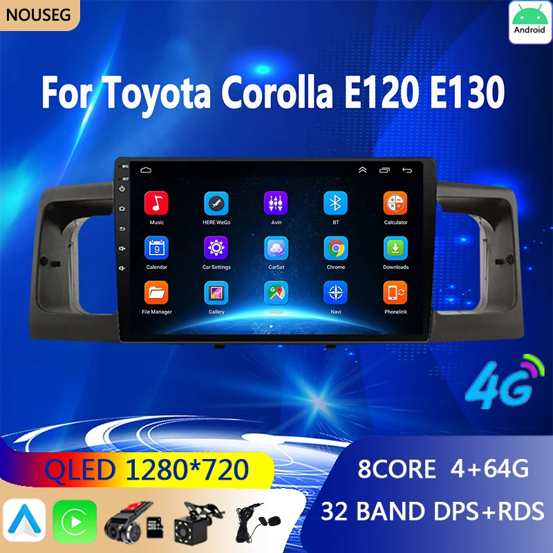 

Автомагнитола Carplay для Toyota Corolla E120 E 120 BYD F3 2007-2011 DSP IPS 6 грамм WiFi NET мультимедийный видеоплеер на Android