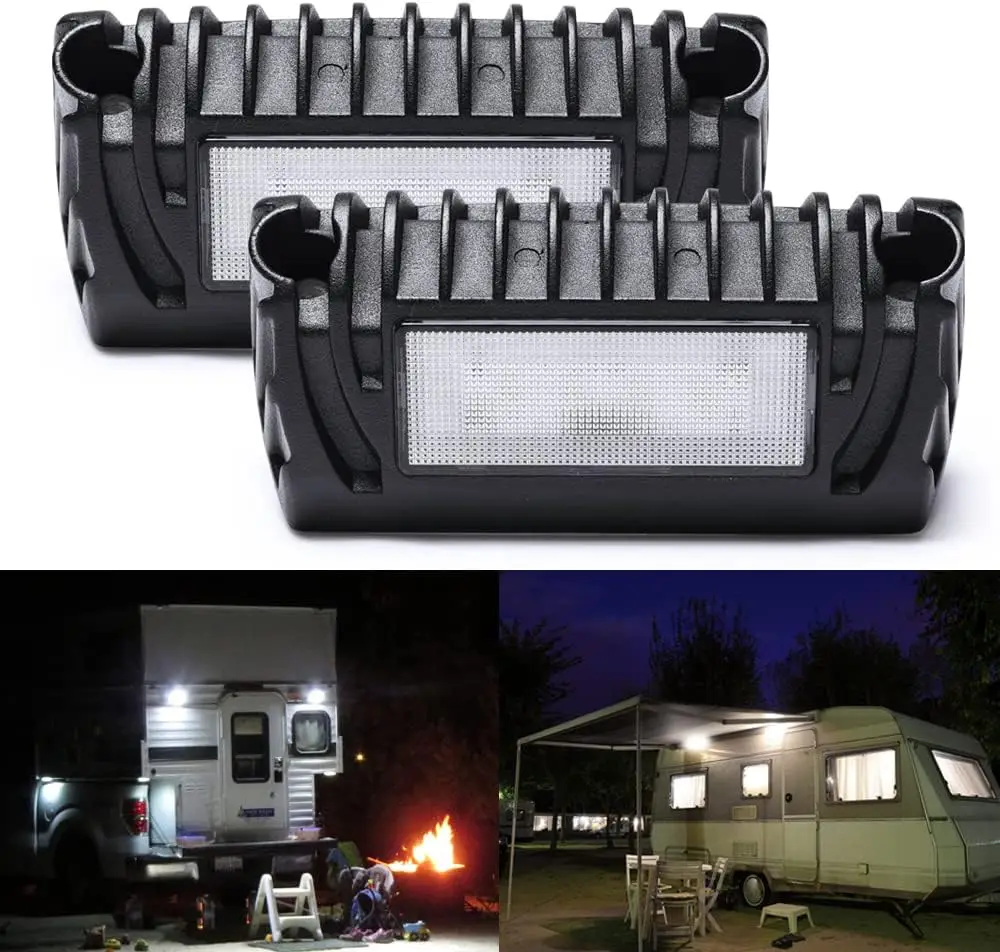 MICTUNING 2PCS RV Porch Light,12V Exterior Utility Awning Lights,Waterproof Outdoor Replacement Lighting For Camper Trailer