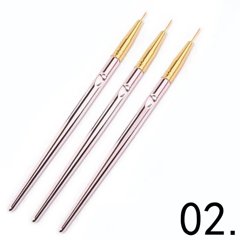 3 pz/set oro rosa nail art linea disegno penna portapenne in metallo testa della penna nylon capelli pennino disegno linea fiore disegno gancio bordo