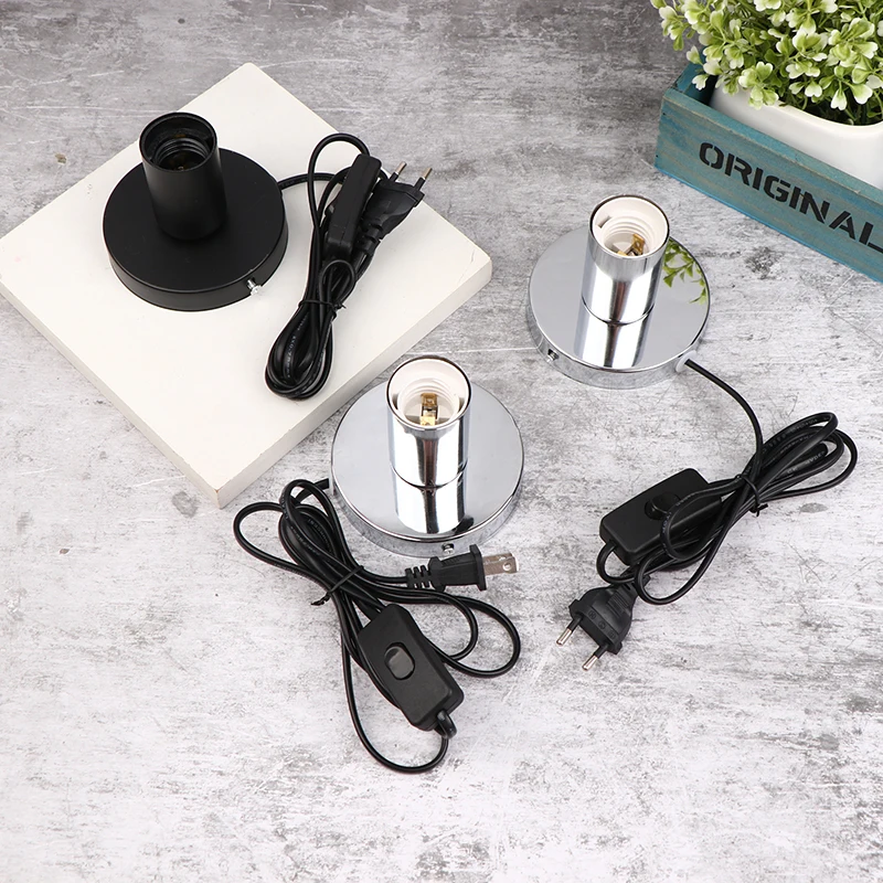 Luce notturna a cavo da 1.5M con testa della lampada di linea E27 portalampada lampada da tavolo lampada decorativa portalampada da tavolo in metallo lucido