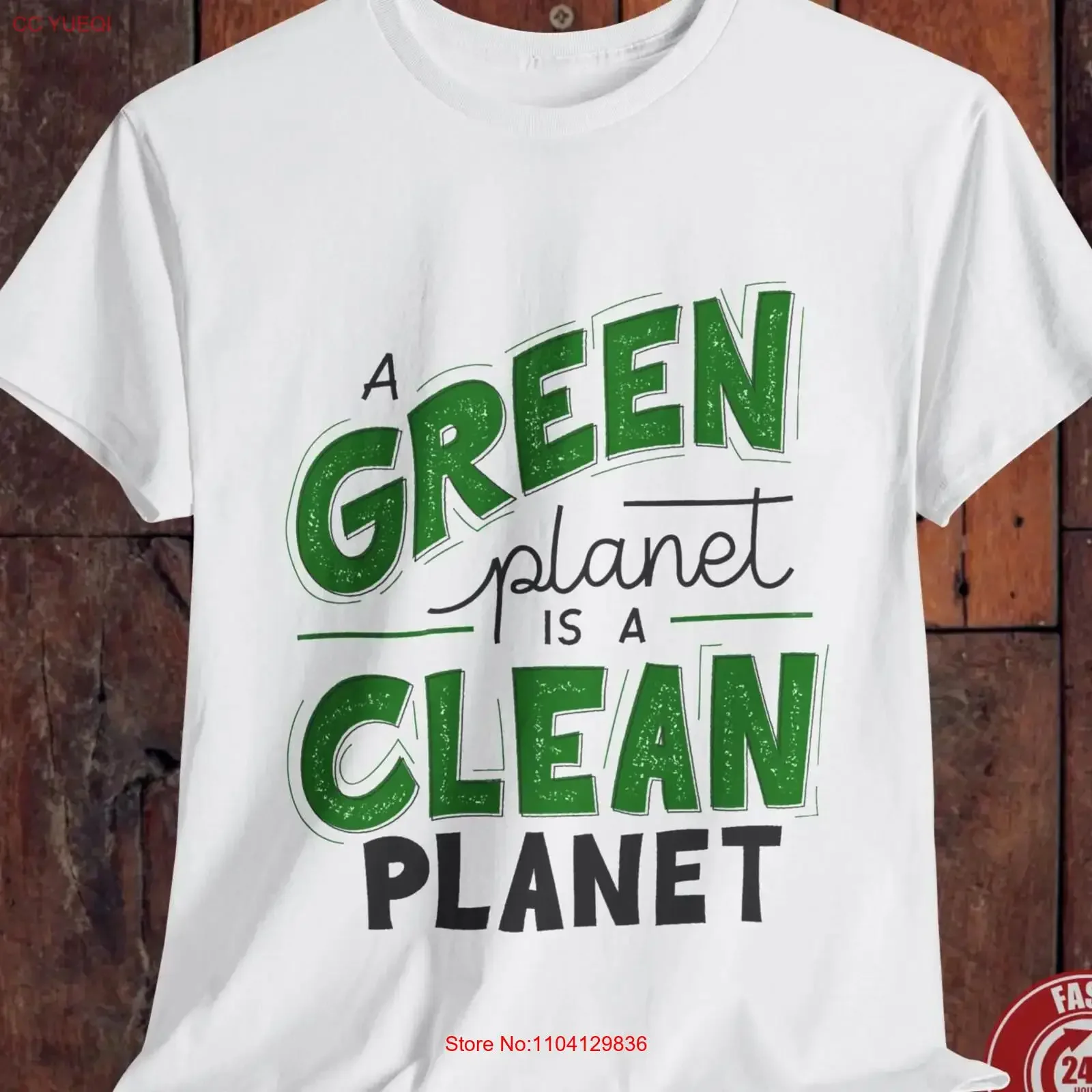 Eco Friendly Heavy Cotton T Shirt Fun Green Planet Casual Sustainable Fashion Earth Day Conscious Wear vintage Washed Unisex