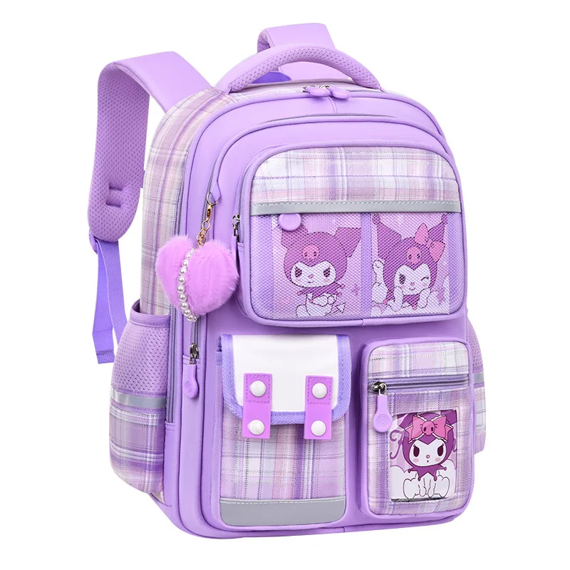 Sanrio Kulomi's new cartoon schoolgirl schoolbag, cute jade cinnamon dog ridge protection, large-capacity children's backpack.