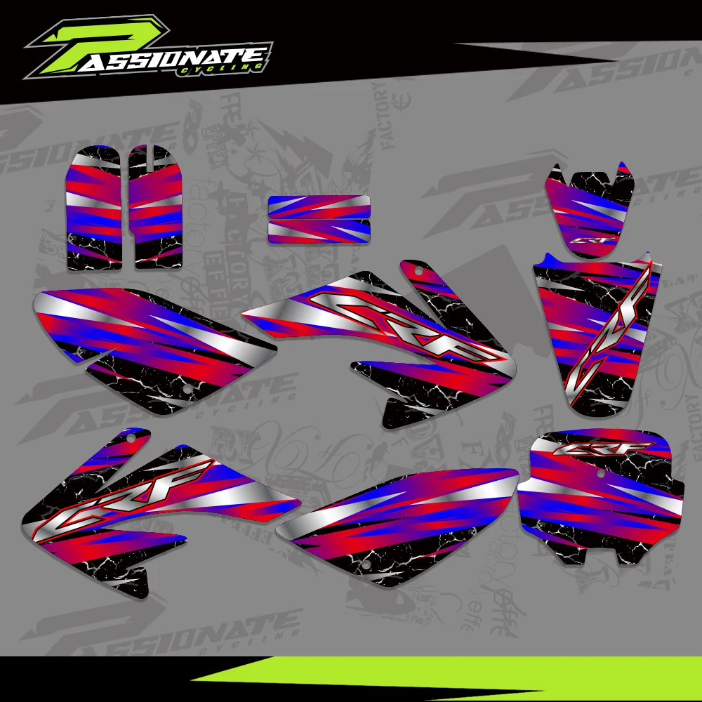 

Для Honda CRF70 CRF 70 2004-2010 2005 2006, полный обтекатель мотоцикла, графическая фоновая наклейка, наклейка, индивидуальное имя, номер