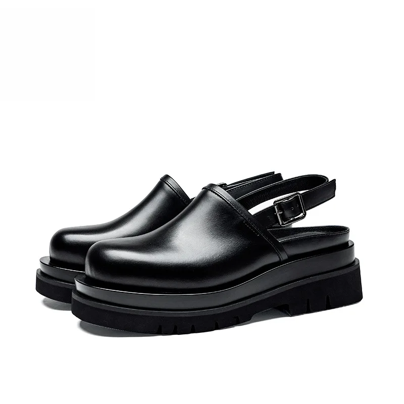 5.5 Cm Height Mens Genuine Leather Sandals Luxury Handmade Quality Comfortable 2026 Summer Platform Round Toe Social Shoes Man