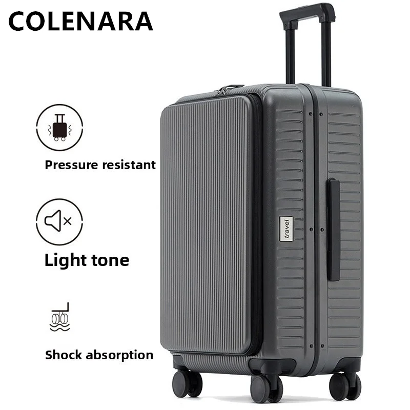 COLENARA High Quality Suitcase Front Opening Boarding Case Laptop Trolley Case USB Charging 20