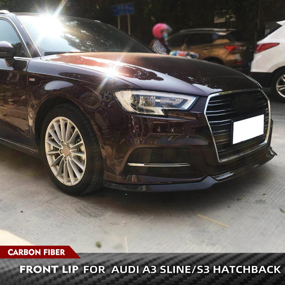 

For Audi S3 A3 8V SLINE 2017 2018 Sportback Hatchback Racing Lip Carbon Fiber/ FRP Car Front Bumper Lip Splitters Spoiler Apron