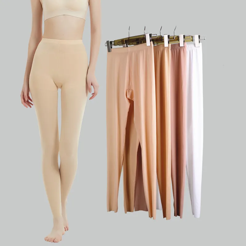 Naked Feeling Leggings ผ้าไหมน้ำแข็งกีฬา Women Fitness กางเกงโยคะหญิง Legging Tummy ควบคุมการฝึกอบรม Tights ใหม่