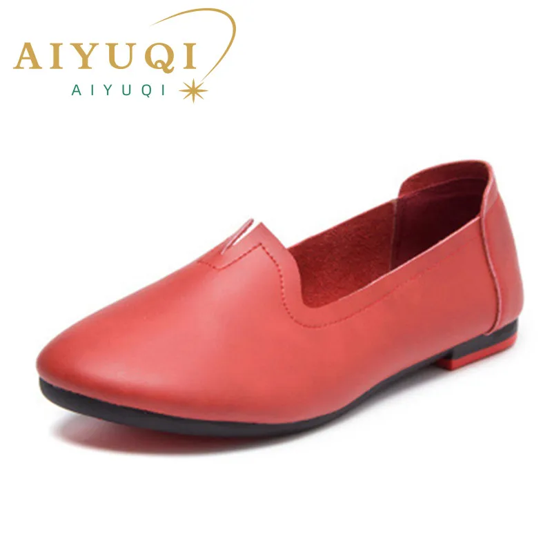 AIYUQI Women shoes spring 2024 new large size women shoes genuine leather casual sweet women flat shoes